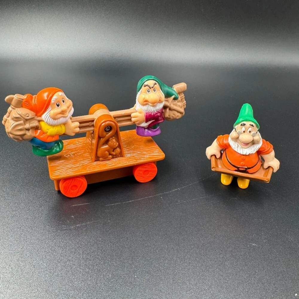 McDonald's Disney Snow White Happy & Grumpy Doc Rolling Toy Figurine 1990's